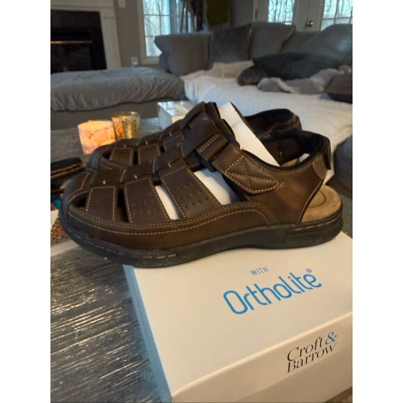 Croft & Barrow w/ Ortholite Ellis Brown Sandals sz 10 EUC main image 4